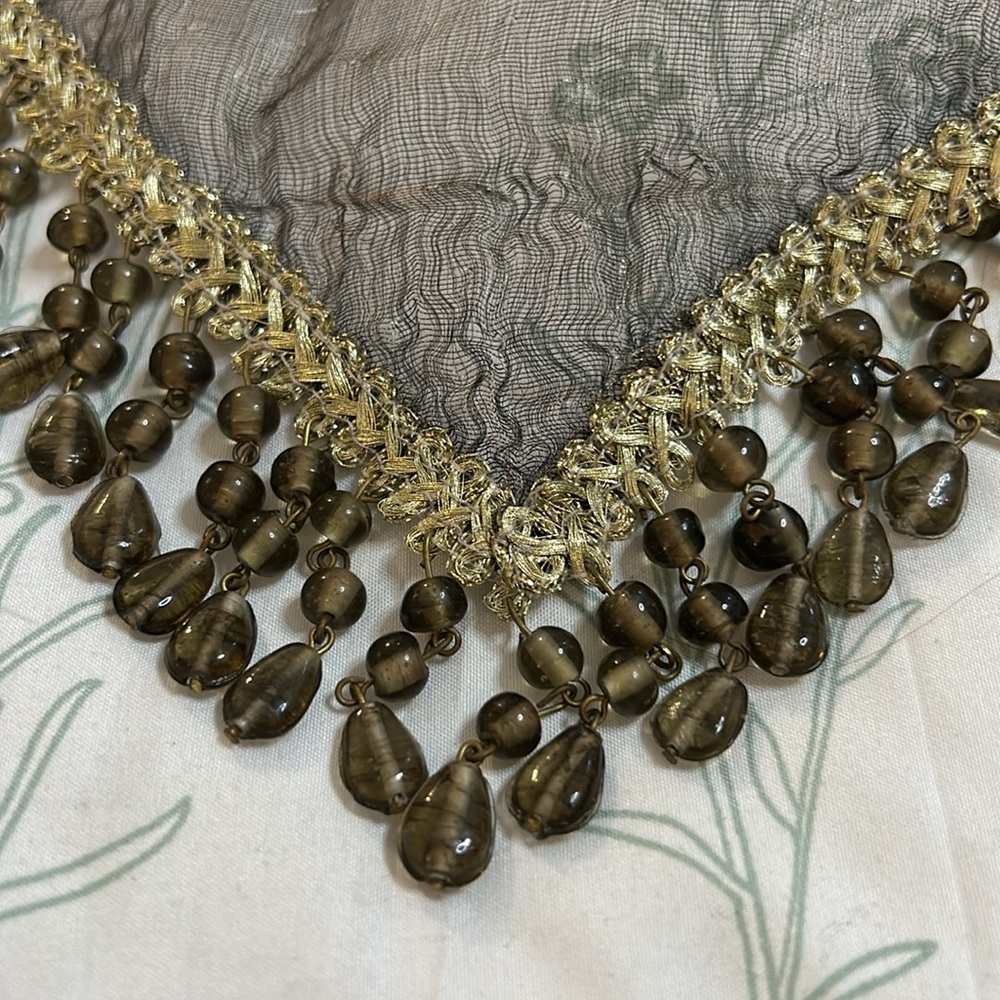 Beaded Tissue Silk Scarf